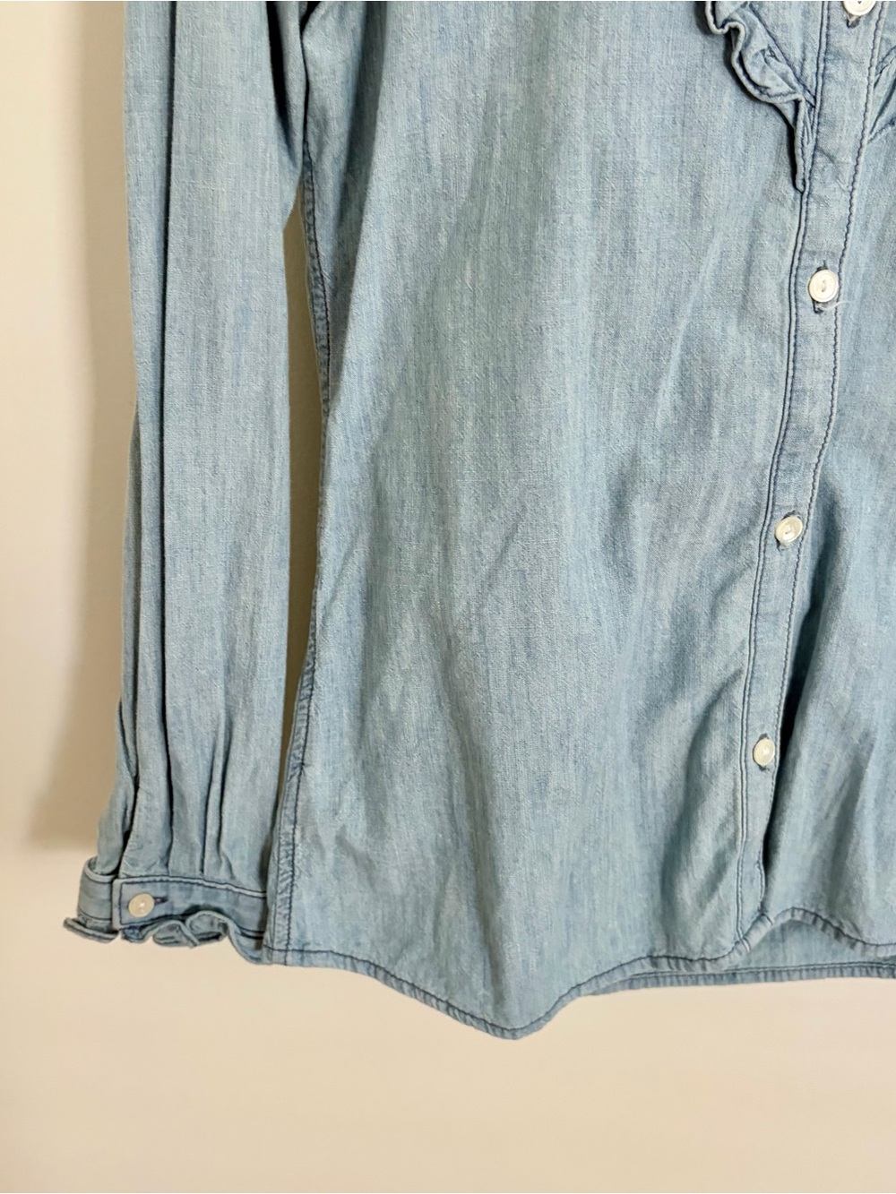 Nili Lotan Marcela Western Chambray Long Sleeve Button Up Top Size XS - Picture 5 of 12